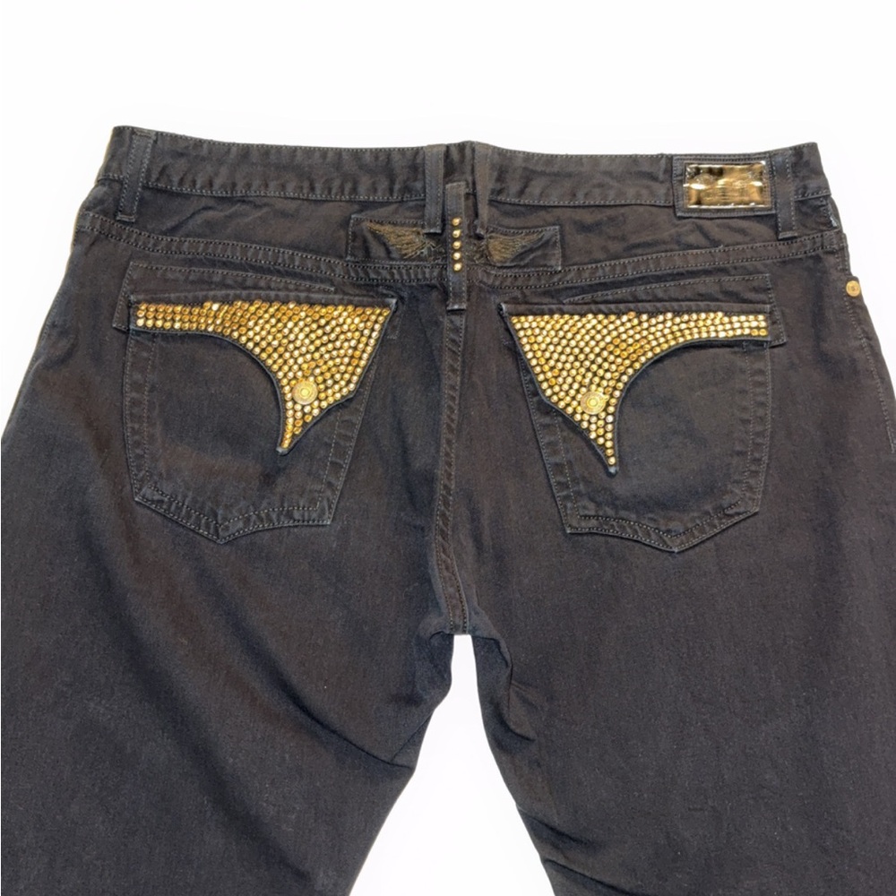 Designer Black Jeans with Gold Studded Pockets